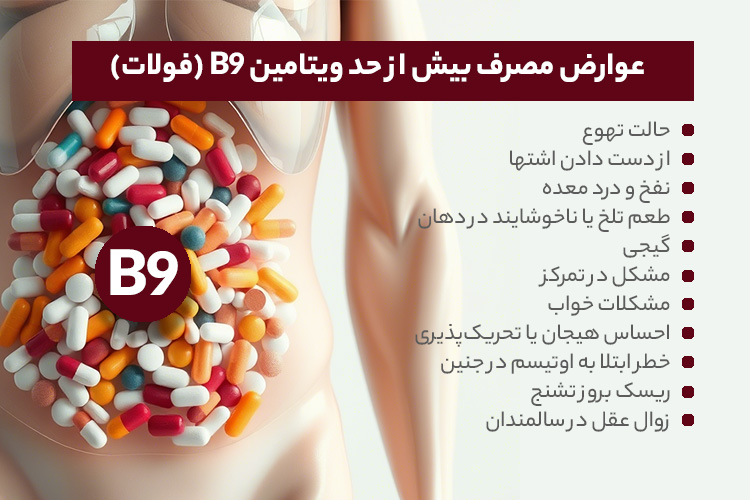 عوارض مصرف بیش از حد ویتامین B9 (فولات)